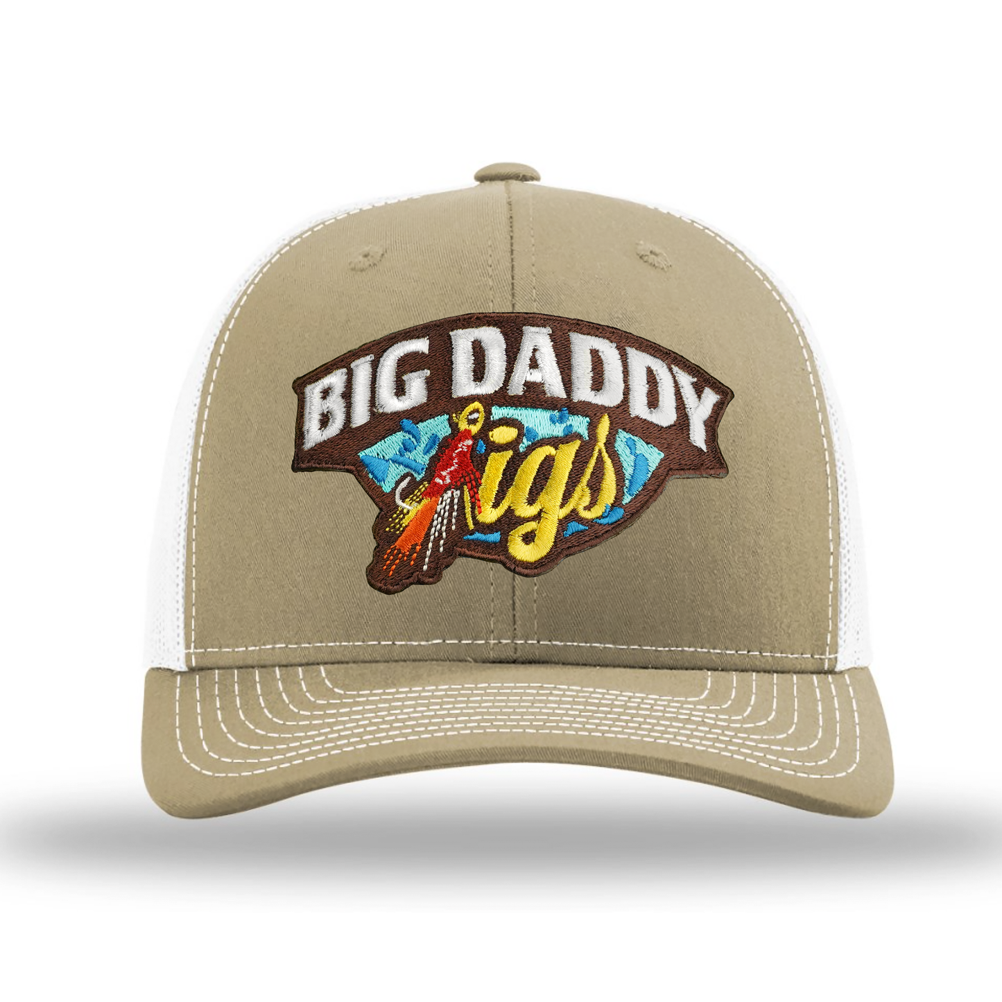 Khaki and White Big Daddy Jig Twill Back Trucker Cap